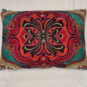 Colorful Beaded Decorative Pillow